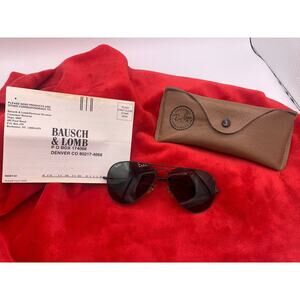VINTAGE RAY BAN BLACK AVIATOR SUNGLASSES ORIGINAL USA BAUSCH & LOMB w/CASE L2823